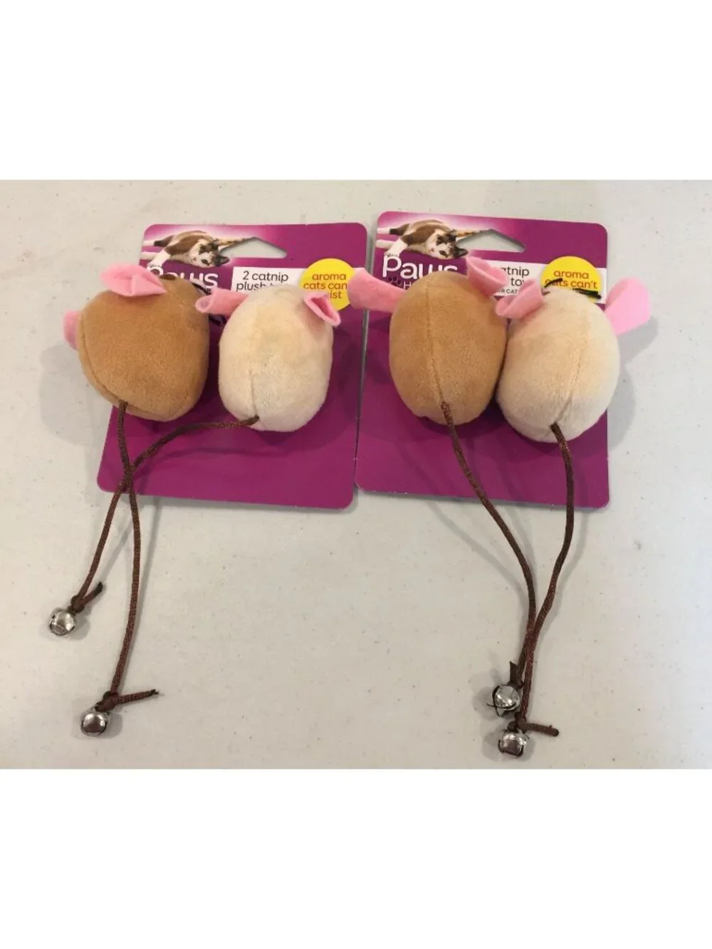 Paws Happy Life Mouse with Bell Catnip Plush Cat Toys Set of 2